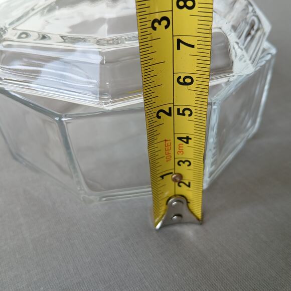 Arcoroc France Octagonal Clear Glass Covered Dish display Vintage 80s potpourri - Picture 12 of 12